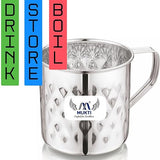 Mukti Premium Stainless Steel Deluxe Mug/Jug | Multipurpose for Water, Milk, Butter Milk,Oil and Useful for Kitchen/Outdoor |Durable and Silver Classic Finish (Deluxe Krystal, 700 ML)
