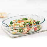 2.5 Baking Dish Set with Handle | Oval Shape Bowl Container | Borosilicate Glass Bake and Serve Dish Tray | Microwave, Oven & Dishwasher Safe | Transparent