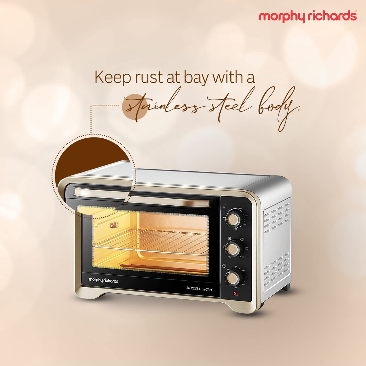 30RCSS 30L OTG – Stainless Steel Oven Toaster Griller with Convection, Rotisserie, 6 Modes & Temperature Control 1600 Watts