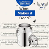 Mukti Stainless Steel Food Storage Jars & Containers|Dabba|Milk, Oil Can|Swiss Can with Handle|1750ml x 1pc