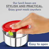 Fancy 3 Prime Steel Lunch Box Set | Leak-Proof Lunch Box for Kids, Office Men | 1050ml | Insulated Bag & Washable Cover | Tiffin with 3 Compartments | Safe & Stylish Design