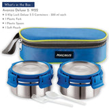 Avanza 2 Deluxe Stainless Steel Lunch Box | Airtight, Leakproof, Insulated | Compact Design with Carrying Pouch – Ideal for Office Men, Women & Kids