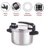 Vinod Stainless steel Nutrimax Pressure Cooker 5.5 Litre | Sas Technology | Spillage Control, Unique Lid, Auto Lock, Visual Indicator | Induction And Gas Base | Isi Certified