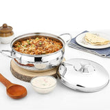 Vinod Stainless Steel Milano Hammered Serving Casserole with Steel Lid & Side Handle – 1630 ml, 18 cm