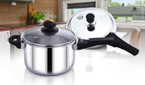 Maxima Sumo Stainless Steel Pressure Cooker Triply with Stainless Steel Lid and Glass Lid, Mirror Finish, 18cm (2.5 liters)