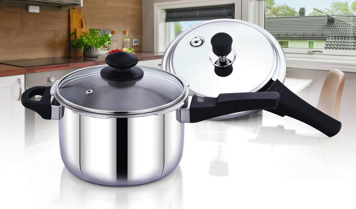 Maxima Sumo Stainless Steel Pressure Cooker Triply with Stainless Steel Lid and Glass Lid