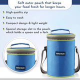 Aura 3 Deluxe Stainless Steel Lunch Box | Airtight & Leakproof Design with Insulated Cover | Ideal Lunch Box for Kids, Office Men & Women | Premium Tiffin Container (Blue)