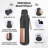 Rivera Black 800ML Hot & Cold Stainless Steel Bottle | Press-to-Open Lid, Double Wall Vacuum Insulated | BT800BK129