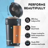 Coffeemate Insulated Mug 380ML Black | Leakproof Travel Mug with Touch Lid & Tea Infuser | BT380BLK130