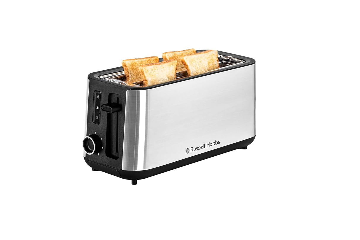 17700 4-Slice Pop up Toaster | 1470W Power | Extra Long Slots | Variable Browning Control | Bun Warmer, Cancel, Frozen & Reheat Functions | Removable Crumb Tray