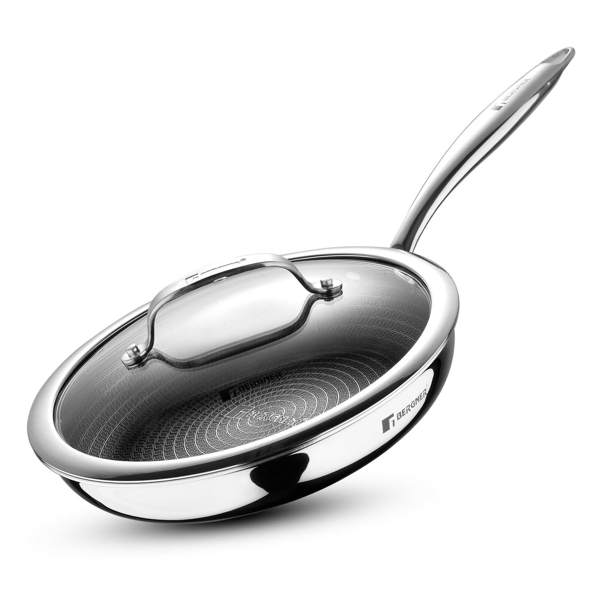 Hitech Giro X Triply Stainless Steel Fry Pan with Lid - 24 cm