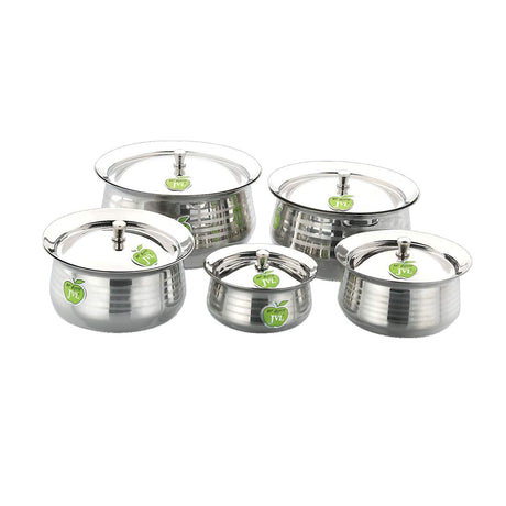 JVL Classic Handi Touch Stainless Steel Handi with Lid Silver - 5 Pcs Set CH-1X5ST