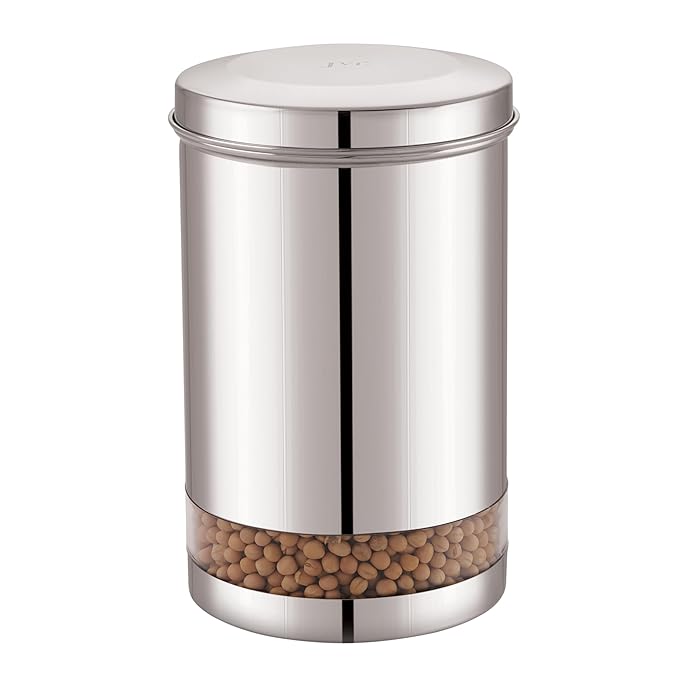 Classicware Stainless Steel  Trendy Window Canister with See-Through Window (1 Pc) 1.4L