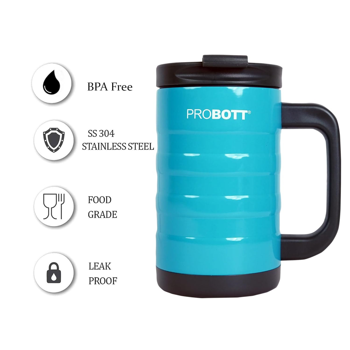Thermosteel Java 450ml Stainless Steel Hot and Cold Vacuum Flask, Insulated Water Bottle (Blue) | PB 450-03