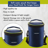 Alfa-3 Stainless Steel Lunch Box Set – 3 Leakproof Containers with Insulated Bag | Air-Tight, Safe & Stylish Tiffin for Office Men, Women & Kids (Blue)