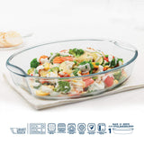 2.5 Baking Dish Set with Handle | Oval Shape Bowl Container | Borosilicate Glass Bake and Serve Dish Tray | Microwave, Oven & Dishwasher Safe | Transparent