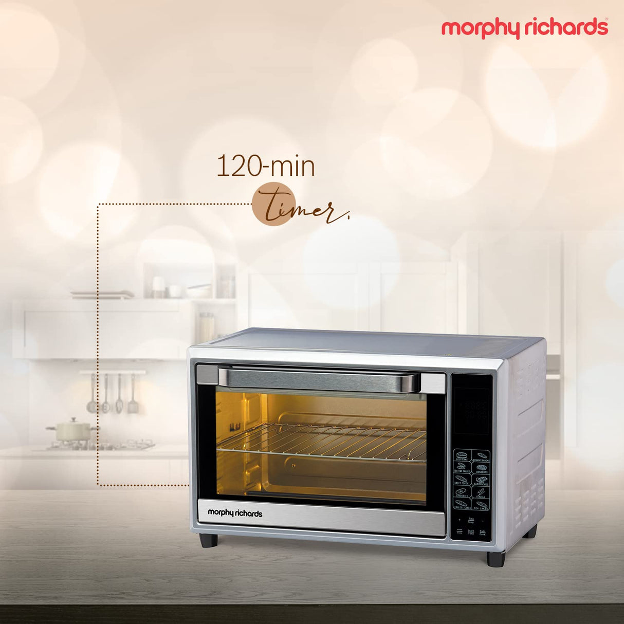 Digichef 35SS 35L Digital OTG 1800W – Oven Toaster Griller with 59 Auto Cook Menus, Convection & Rotisserie (Silver)