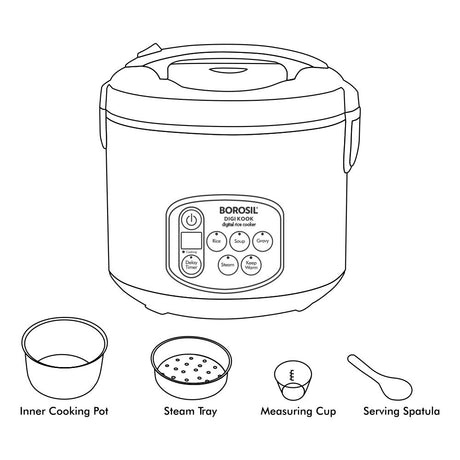 BOROSIL 650 W ELECTRIC RICE COOKER AND STEAMER (BLACK)
