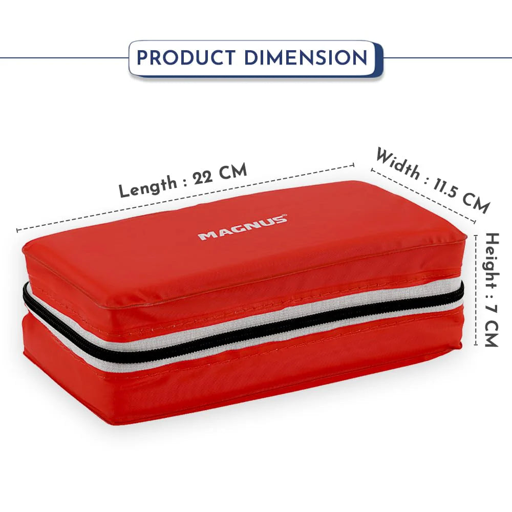 Fancy-2 Stainless Steel Lunch Box Set – 2 Leak-Proof Containers with Insulated Carry Bag | 1050ml Compact Tiffin for Office & School, Washable Cover