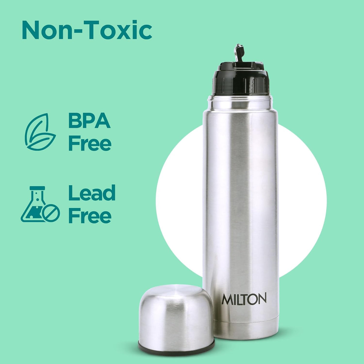 Flip Lid 350 Thermosteel Water Bottle 350 ml, 24 Hr Hot and Cold I Leak Proof Lid with Jacket, ISI Certified I Vacuum Insulated I for Office, Gym, School I Silver