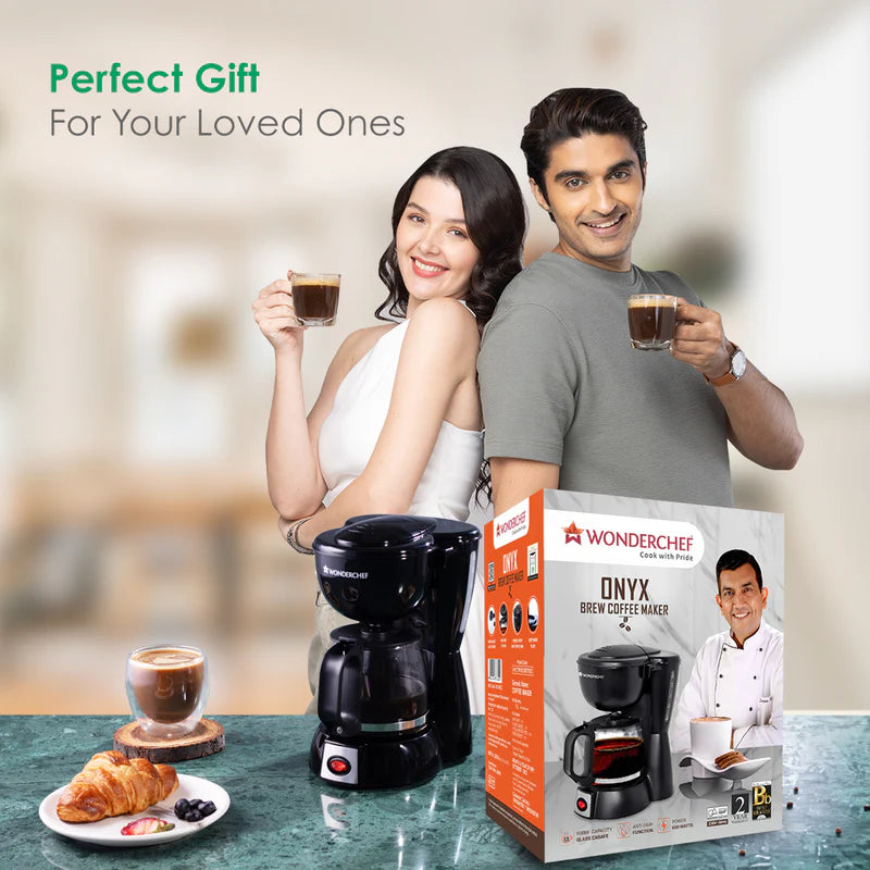 Onyx Brew Coffee Maker, Borosilicate Glass Carafe, Anti-Drip System, Fitered Water Drip Coffee Tank