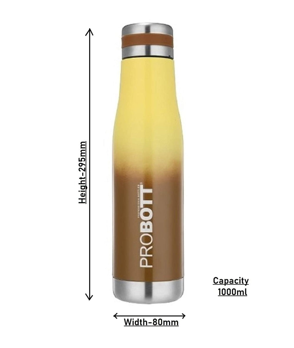 Probott Stainless Steel Water Bottle hot & Cold,Office,Collage Sports Water Bottle 1000ML Brown Color (PB1000-45)