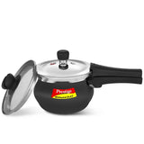 Prestige Deluxe Duo Plus Hard Anodised Gas and Induction Compatible Pressure Handi with Glass Lid, 2 L (Black)20359