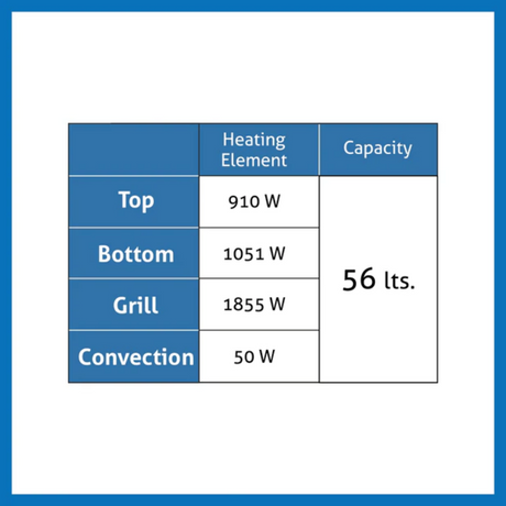 Glen Built-in Oven 657 Touch Controls Motorised Rotisserie Turbo Fan 56L with Multi-function