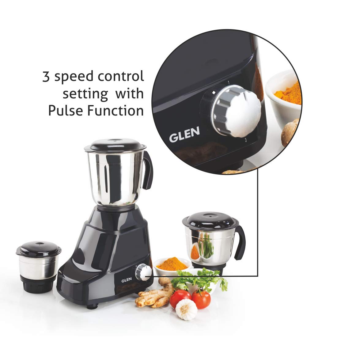 Buy Glen Mixer Grinder SA 4020 500 W 3 Jar at the lowest price in India at Apnidukaan.com