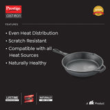 Prestige Cast Iron Scratch Resistant Gas and Induction Compatible Fry Pan, 25cm (Black) 30559