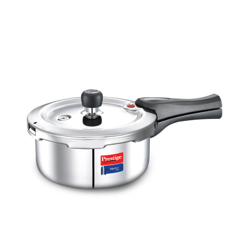Prestige Svachh Triply Outer Lid Pressure Cooker with Unique Deep Lid for Spillage Control, 2 Litre, Silver 20701
