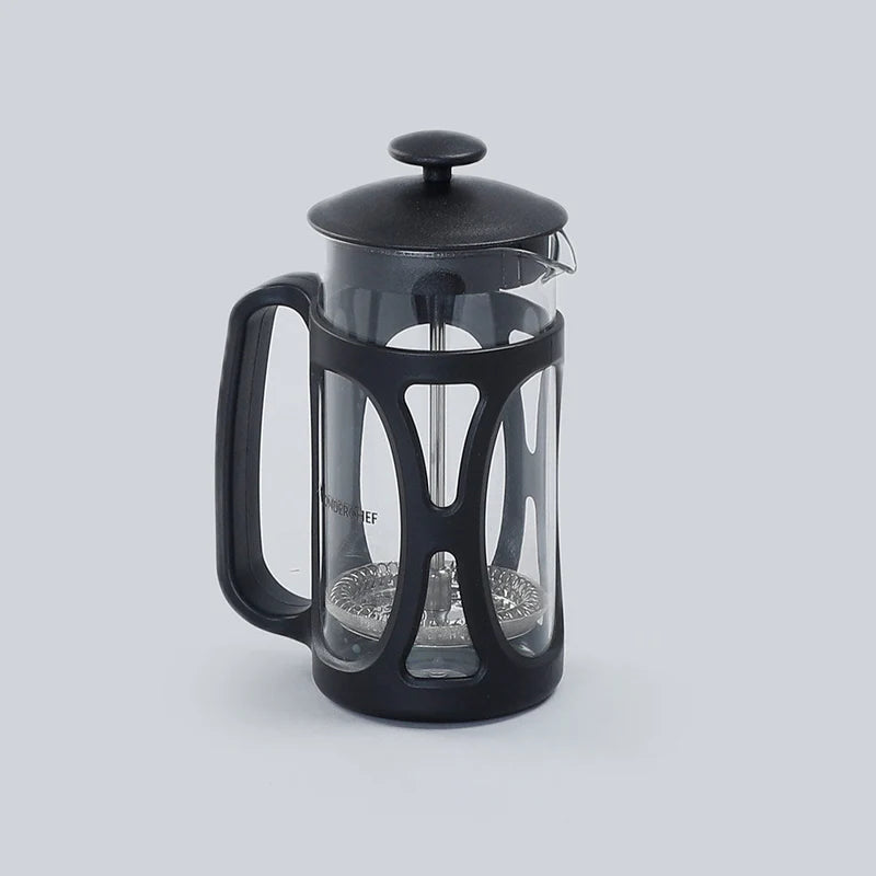 French Press Coffee & Tea Maker 350 ml | Premium Heat Resistant Borosilicate Glass Carafe | 4 Level Filtration System | Stainless Steel Plunger with Mesh | 1-2 Cups of Coffee | Brews in Just 3 Minutes | Black