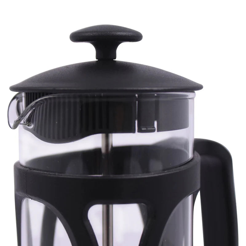 French Press Coffee & Tea Maker 350 ml | Premium Heat Resistant Borosilicate Glass Carafe | 4 Level Filtration System | Stainless Steel Plunger with Mesh | 1-2 Cups of Coffee | Brews in Just 3 Minutes | Black
