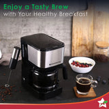 Regalia Pronto Coffee Maker 600W | Coffee Brewer Machine for Home & Office | 750ml Borosilicate Glass Carafe | 3-in-1 Filter Coffee, Espresso, Cappuccino | Auto Shut Off | 6 Cups Coffee