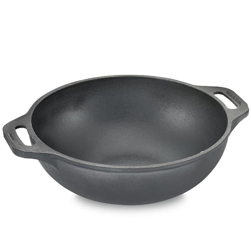 Prestige Cast Iron Scratch Resistant Round Base Kadai, 26cm (Black) 30561