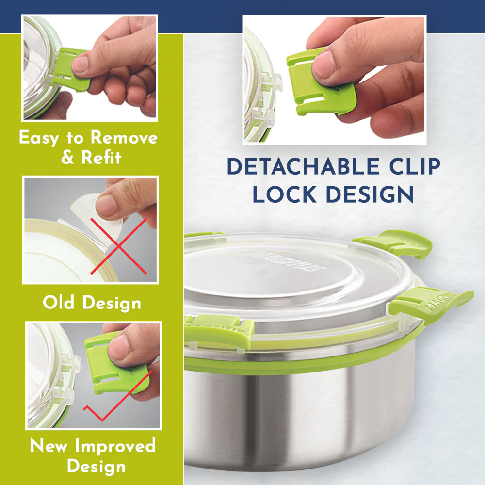 Klip Lock Stainless Steel Airtight Leakproof Storage Container 1750ML – Durable Kitchen Accessories Item, Large Lunch Box for Office Men, Women & Kids