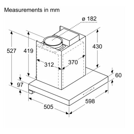 Bosch Series 4 Wall Mounted Chimney DWBA68H60I 60 cm