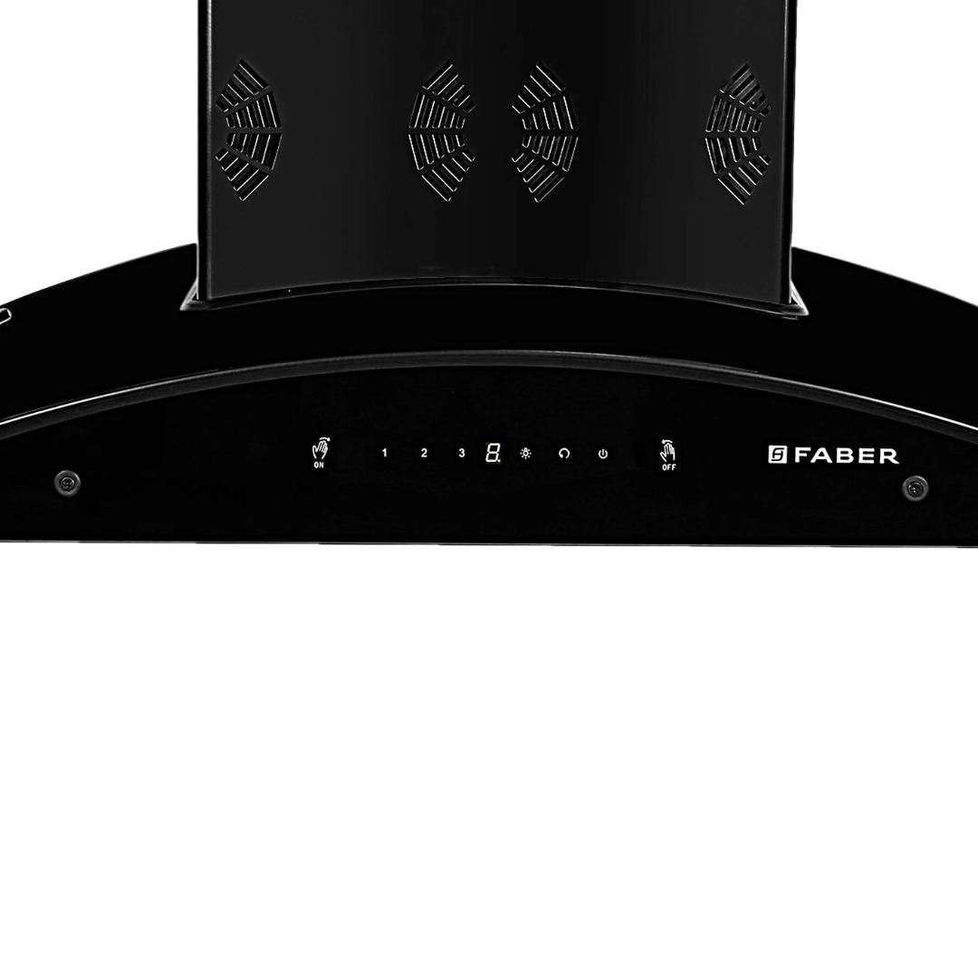 Faber Premia 3D Plus IND HC SC BK 90 Auto Clean Wall Mounted Chimney  1298m3/hr Suction power Black Filterless Touch & Gesture Control