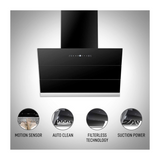 Faber Zenith FL SC AC BK 60 1350m3/Hr  Wall Mounted Chimney Kitchen Hood With Auto clean Technology Filterless Touch Control Black
