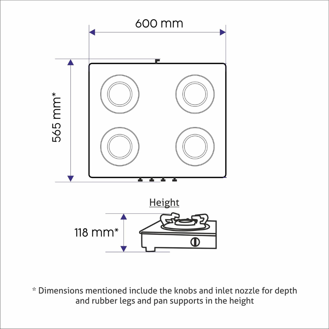 Glen CT 1041 GT FB Black 4 Burner