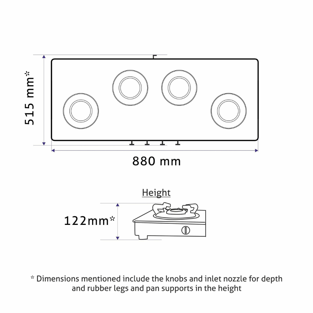 Glen CT 1044 GT BB BL HF CPS 4 Burner 