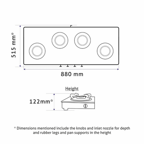 Glen CT 1044 GT BB BL HF CPS 4 Burner 