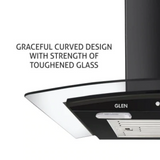 Kitchen Chimney |6070 JU BL Curved Glass Push Button Italian Motor Baffle filters 60cm |1000 m3/h -Black 