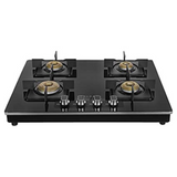 Faber ELITE 4BB BK CI Glass Cooktop with Manual Gas Stove Glass Cooktop (4 Burners)