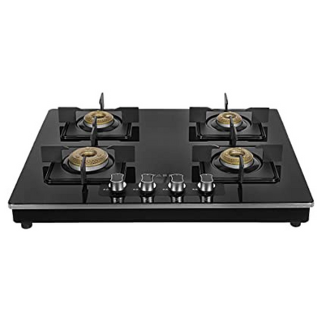 Faber ELITE 4BB BK CI Glass Cooktop with Manual Gas Stove Glass Cooktop (4 Burners)