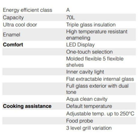 Hafele J70BIO Plus 60CM 70L Black Touch 10-Multi Functions Grill Rotisserie with Convection Bulit-In Oven 538.01.321 