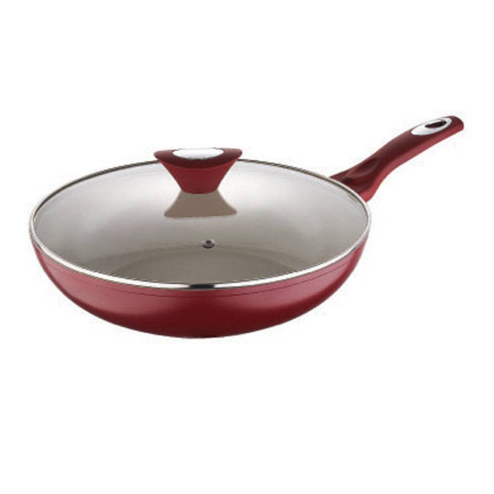 Bergner Non-stick Ceramic Coating Allure Kadhai With Long Handle & Glass Lid BG-6722