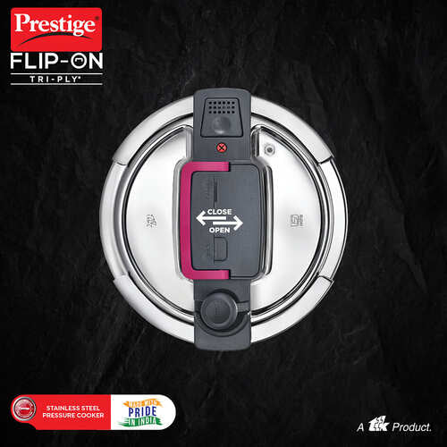 FLIP-ON TRI-PLY STAINLESS STEEL PRESSURE COOKER 2 L 180m WITH GLASS LID 20710