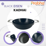 Black Eisen Cast Iron Kadhai With Steel Handle 1.5L, 20cm