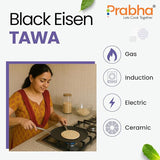 Prabha Black Eisen Cast Iron Roti Tawa With Steel Handle